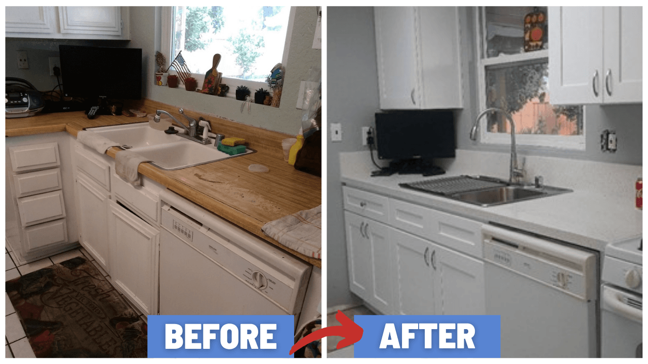 Before and After of kitchen cabinets
